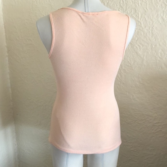 Michael Stars Light Peach Silver Shine Empire Waist V-Neck Crossover Tank Top - Picture 3 of 7